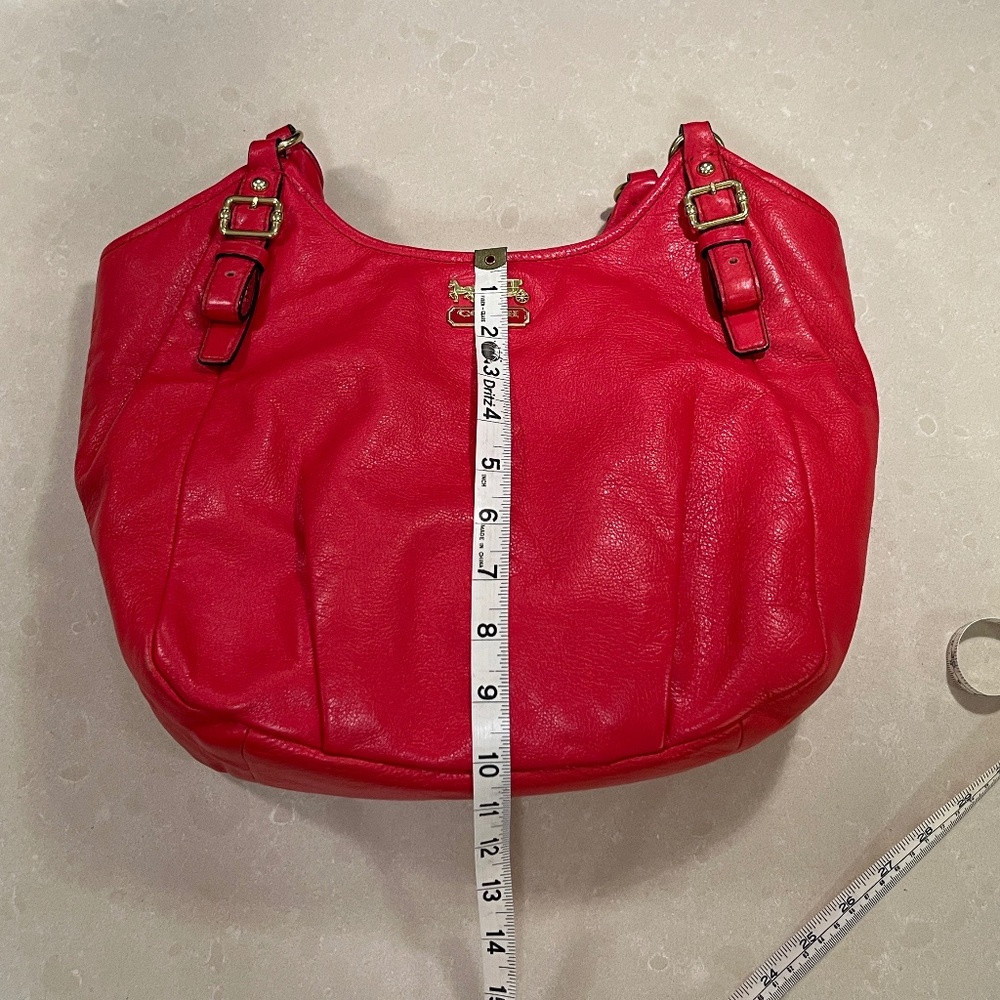 Coach Madison Abigail 18612 Red Leather Hobo Satchel Bag Gold Hardware - Picture 3 of 15